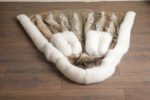 Full Length Lynx Bobcat Fur Coat White Fox Sleeves Cobra Hood selenea - Image 2