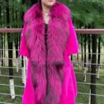 Fushia Mink Coat Fox Trim 6464