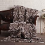 Blue Chevron Fox Fur Fur Blanket Throw Cover