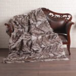 Blue Chevron Fox Fur Fur Blanket Throw Cover - Image 5