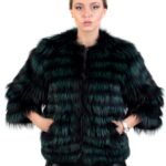 Green Raccoon Fur Jacket Cropped
