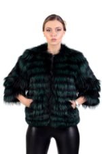 Green Raccoon Fur Jacket Cropped