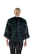 Green Raccoon Fur Jacket Cropped - Image 3