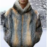 Grey Fox Fur Jacket with Hood