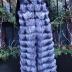 Hooded Horizontal Silver Fox Long Vest 99558