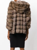 Golden Russian Sable Fur Coat Hooded - Image 3