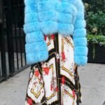 Horizontal Sky Blue Fox Jacket 93312