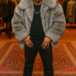 Indigo Fox Men's Bomber Fur Jacket 2355