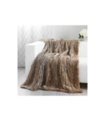 Natural Brown Knit Rex Rabbit Fur Throw