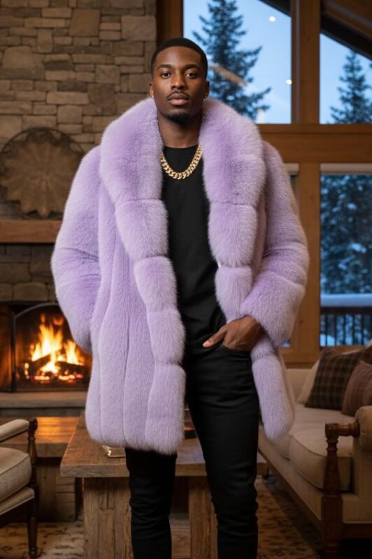 Lavender Men's Fox Coat 6464