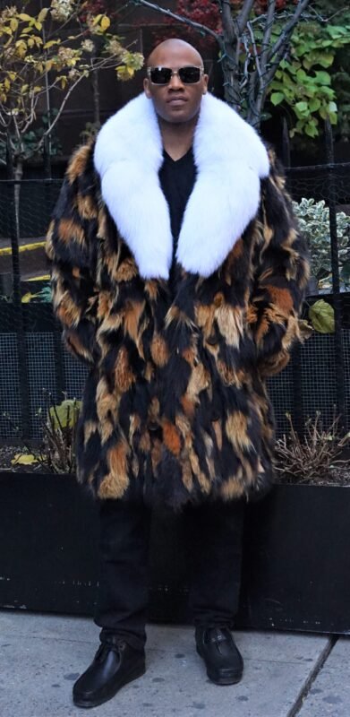 Lion Colored Fox Coat White Fox Collar 76555