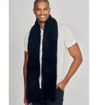 Long Rabbit Fur Scarf in Navy Black