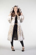 Bobcat Lynx & Sable Hooded Fur Coat - Image 3