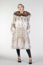 Bobcat Lynx & Sable Hooded Fur Coat - Image 5