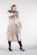 Bobcat Lynx & Sable Hooded Fur Coat - Image 4