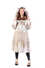 Bobcat Lynx & Sable Hooded Fur Coat