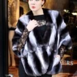 Magnificent Black Velvet Chinchilla Fur Stole 6788