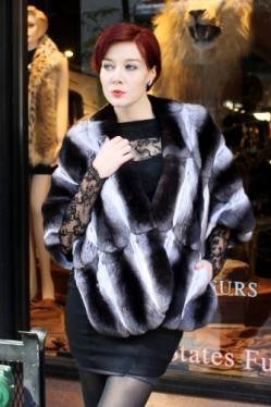 Magnificent Black Velvet Chinchilla Fur Stole 6788