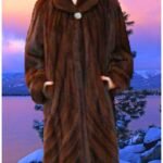 Mahogany Female Mink Coat Full Length Directional Design 8441