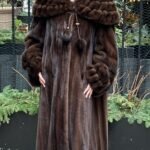 Mahogany Mink Fur Coat Big Rouched Fur Collar Cuffs 1235