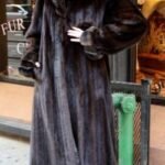 Mahogany Mink Fur Coat Chinchilla Wing Collar Cuffs #8574