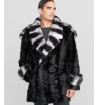 Mink Fur Chinchilla Fur Jacket with Print Rex Rabbit Fur