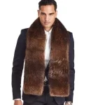 Men's Beaver Fur and Cashmere Scarf