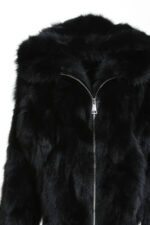Hooded Black Fox Fur Jacket - Image 5