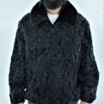 Mens Black Persian Jacket Black Mink Fur Collar 5122