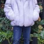 Men's Blue Fox Fur Bomber Jacket 5533