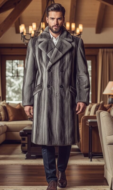 Men's Blue Iris Long Mink Coat 37373