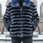 Mens Blue Rex Rabbit Jacket Fox Collar 47474