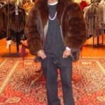 Men's Brown Fox Bomber Fur Jacket 7766