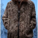 MENS BROWN PERSIAN LAMB JACKET MINK COLLAR 7474
