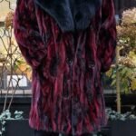 Men's Burgandy Red Mink Stroller Black Fox Collar 38277