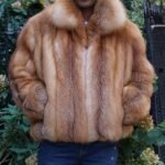 Men's Cherry Red Fox Bomber Jacket 3252