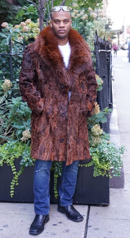 Men's Cognac Persian Stroller Fox Collar 5854