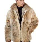 Mid Length Coyote Fur Coat for Men