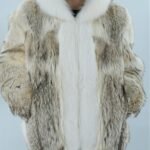 Men's Coyote Fur Jacket White Fox Trim Hood 7778
