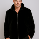 Men's Fur Black Sheared Mink Bomber Jacket 7788