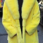 Men's Fur Yellow Rex Rabbit Stroller Matching Fox Collar 44333