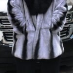 Men's Gray Rex Rabbit Stroller Black Fox Collar 74746