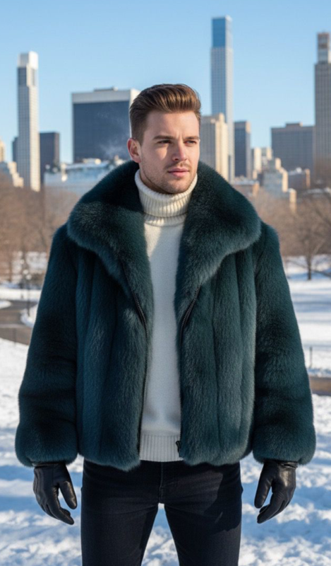 Men's Hunter Green Fox Jacket 765