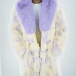 Men's Lavender and Yellow Fox Fur Coat 1232