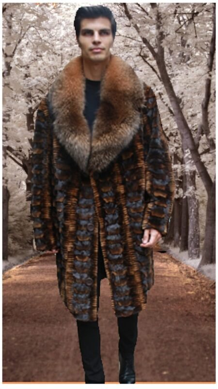 Men's Mink Stroller Cognac Sculptured Mink Fox Collar 74733