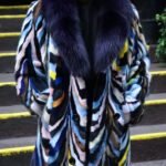 Men's Multi Colored Mink Stroller Purple Fox Collar 88844