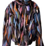 Chevron Multicolor Mink Fur Bomber Jacket