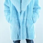 Men's Powder Blue Rex Rabbit Stroller Fox Collar 388378