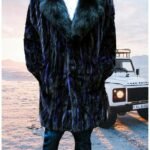 Men's Purple Ranch Mink Stroller Black Fox Collar 88332