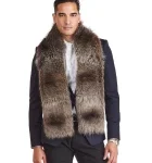 Men's Raccoon Fur and Cashmere Scarf